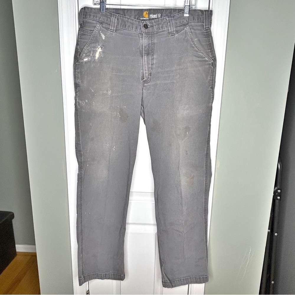 Carhartt Relaxed Fit Rugged Distressed Thrashed Men’s Gray Work Pants 36X32